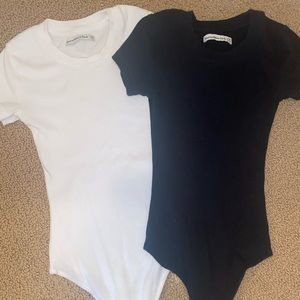 Two Abercrombie ribbed t-shirt bodysuits